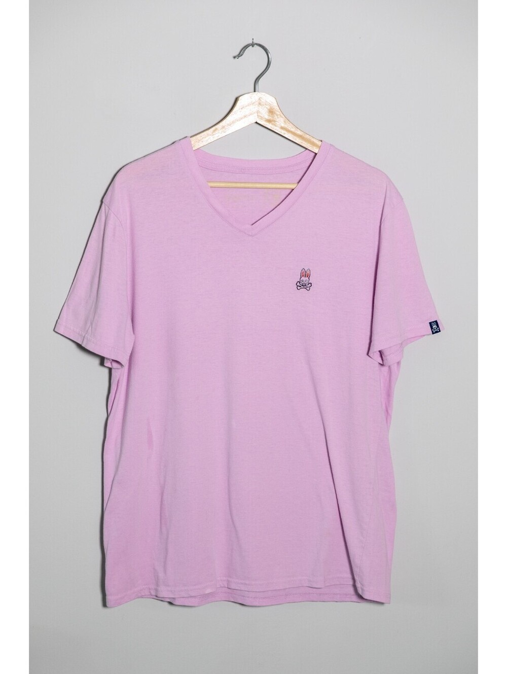 Psycho Bunny Lilac Pink Embroidered Logo V-Neck Short Sleeve T-Shirt Men's M